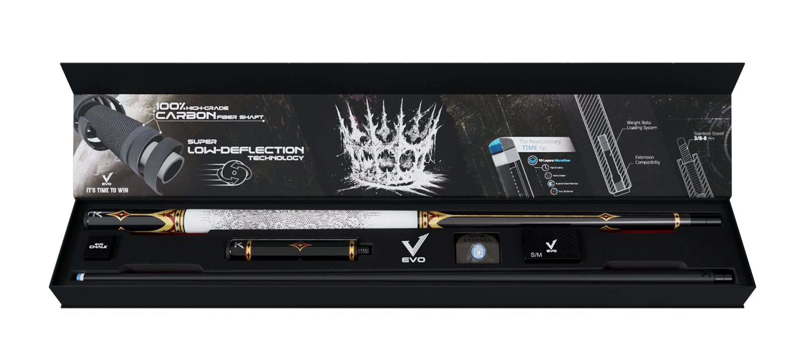 EVO CROWN MAXBING EDITION - ROYAL BLACK - WHITE LEATHER WRAP - Combo Open D7