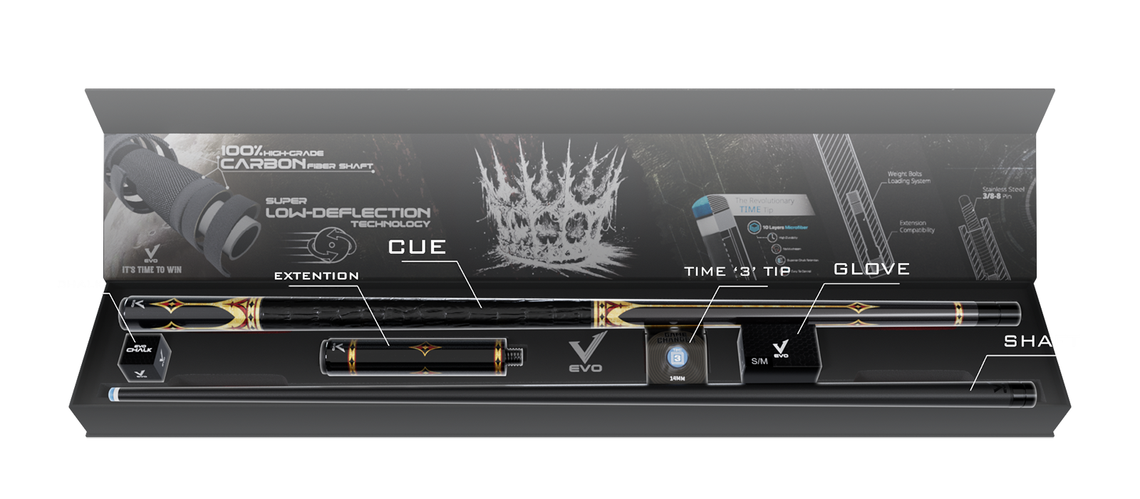EVO CROWN MAXBING EDITION - ROYAL BLACK - BLACK LEATHER WRAP - Combo Open D8