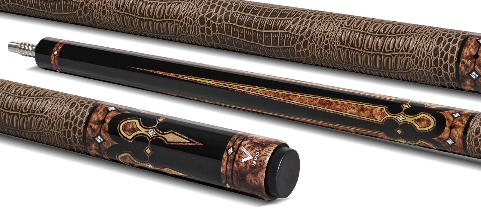 EVO CROWN POOL CUE - MONARCH BLADE - LEATHER WRAP - Desktop Image