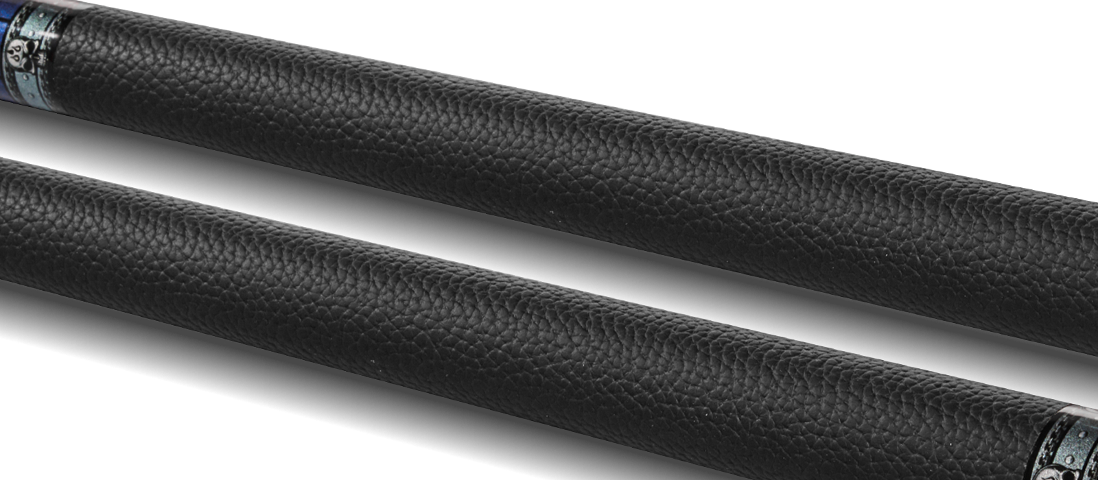 EVO FREEDOM POOL CUE - AZURE FLAME - BLACK LEATHER WRAP - Desktop Image
