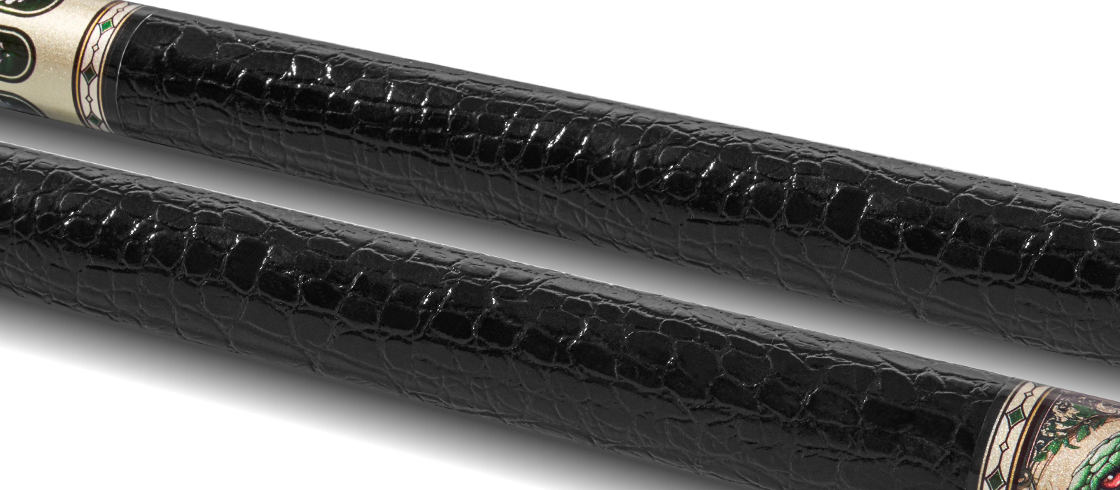 EVO BEAST POOL CUE - EMERALD COBRA - LEATHER WRAP - Desktop Image