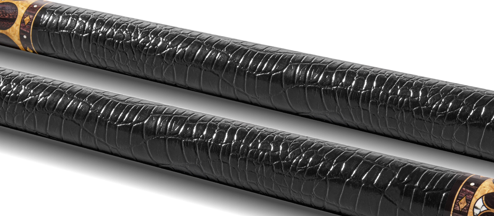 EVO CROWN POOL CUE - ANCIENT OAK - LEATHER WRAP - Desktop Image