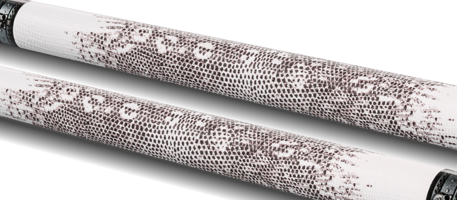EVO FREEDOM POOL CUE - CRIMSON FLAME - WHITE LEATHER WRAP - Desktop Image