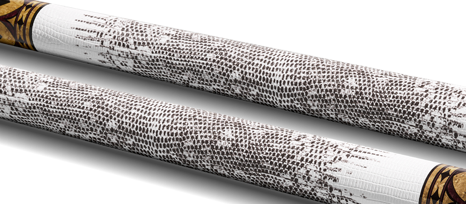 EVO CROWN POOL CUE - ROYAL BLACK - WHITE LEATHER WRAP - Desktop Image