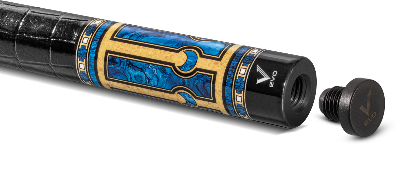 EVO LUNA POOL CUE - SAPPHIRE GATE - LEATHER WRAP - Desktop Image