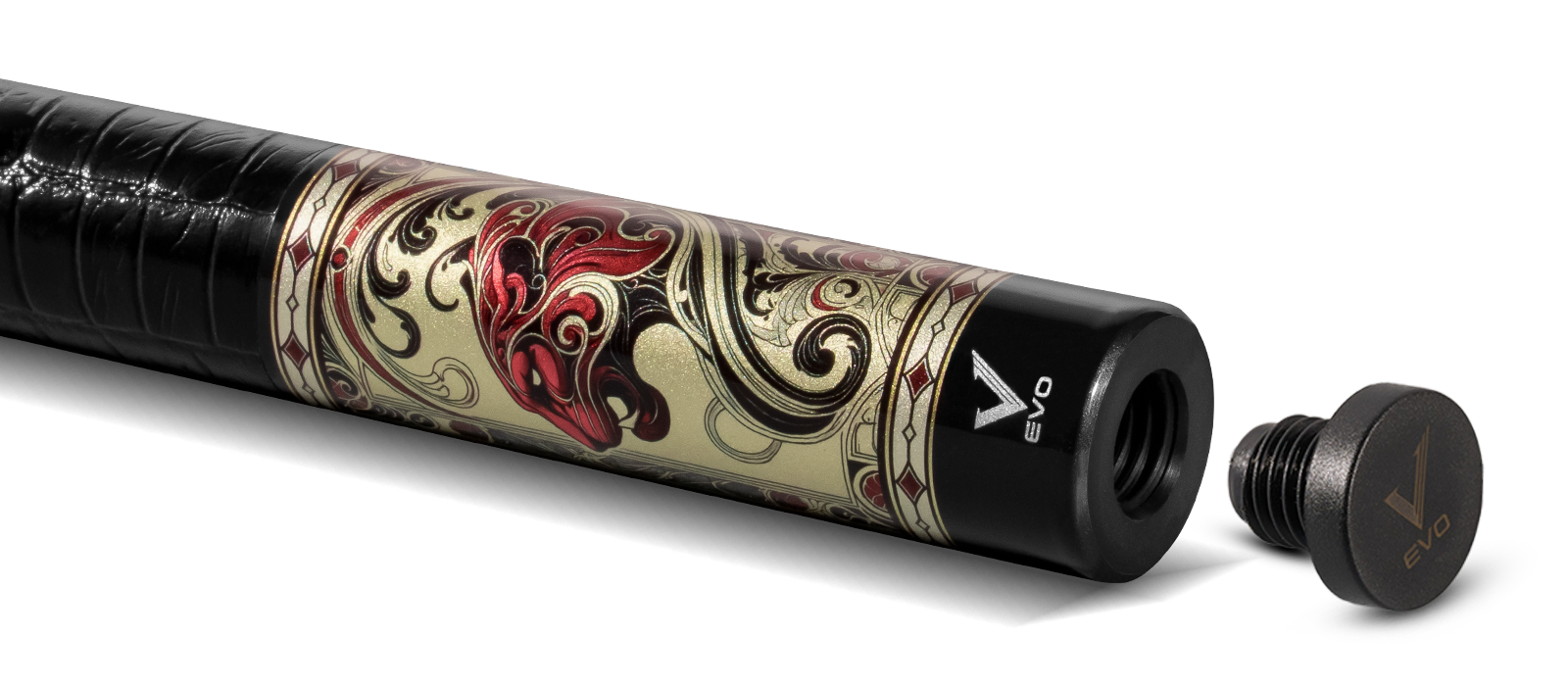 EVO BEAST POOL CUE - SCARLET PANTHER - LEATHER WRAP - Desktop Image