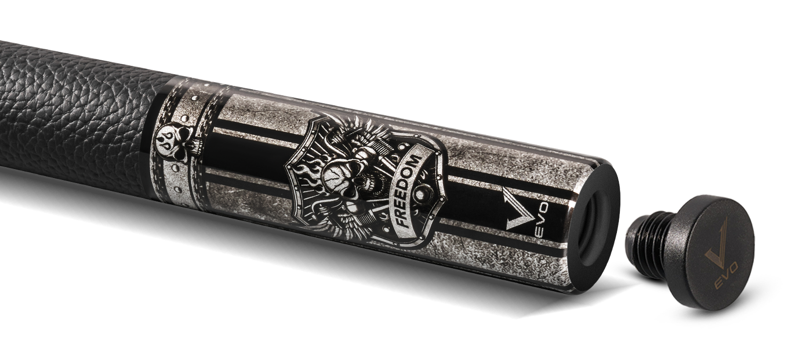 EVO FREEDOM POOL CUE - SHADOW FLAME - BLACK LEATHER WRAP - Desktop Image