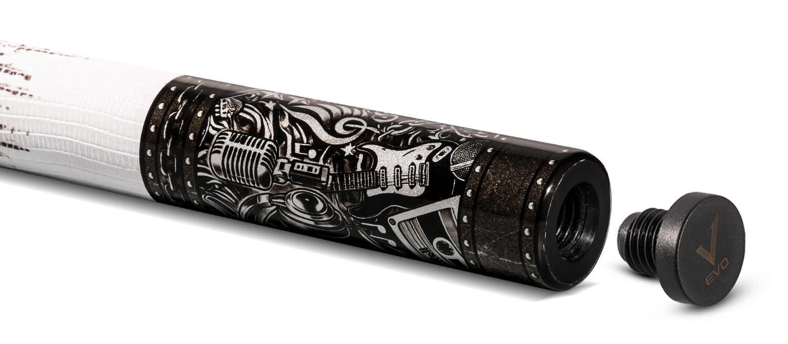 EVO REBEL POOL CUE - WHITE LEATHER WRAP - Desktop Image
