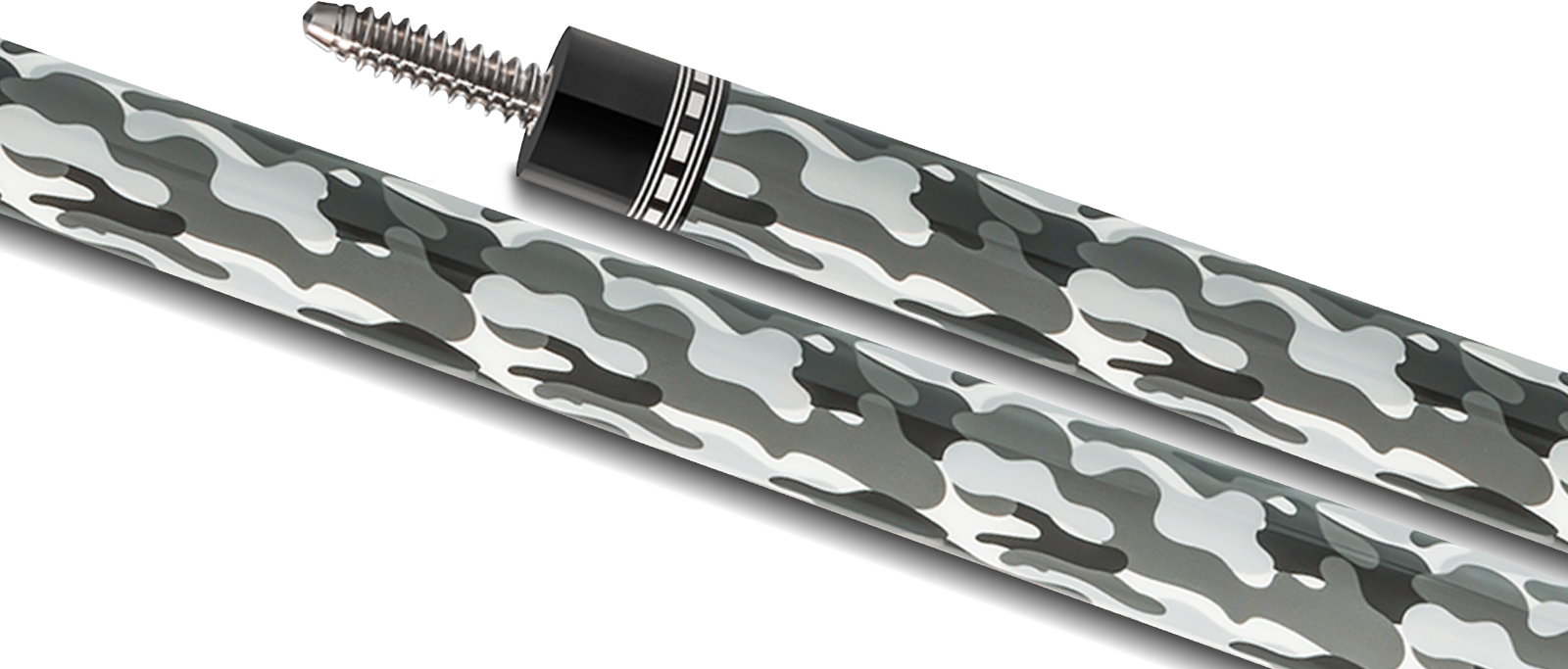 EVO CAMO POOL CUE - GHOST - LEATHER WRAP - Desktop Image