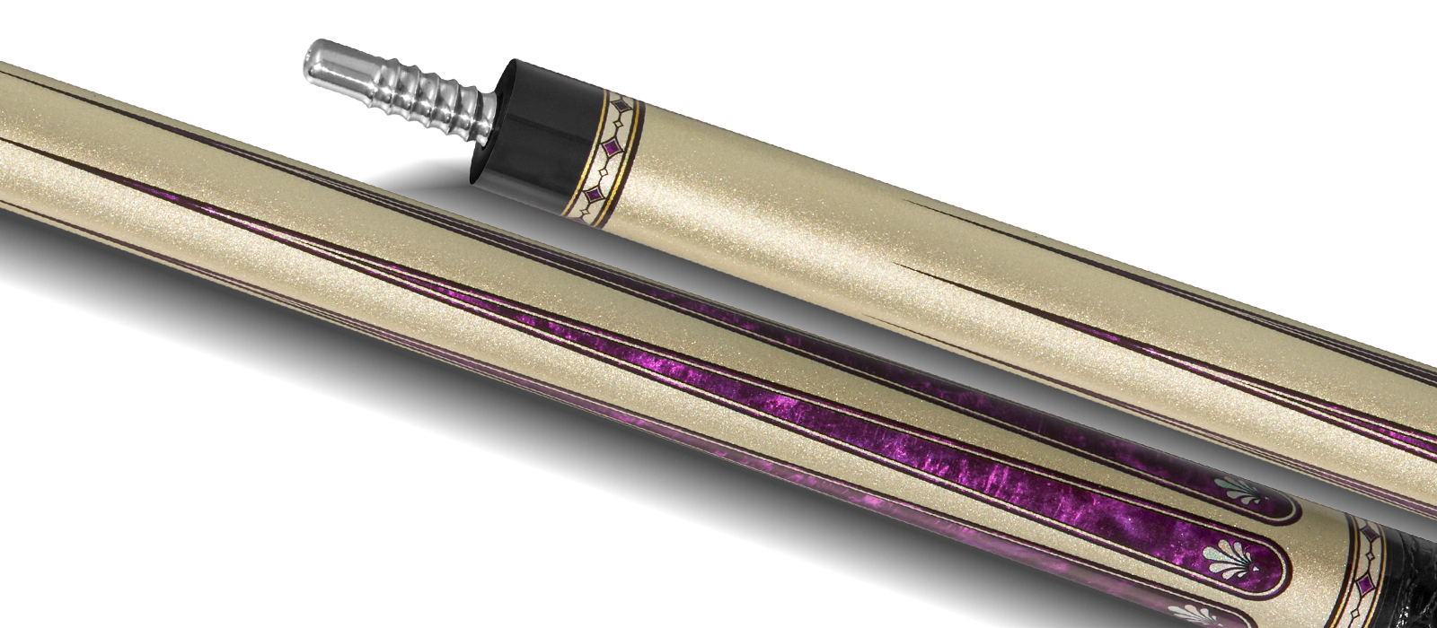 EVO BEAST POOL CUE - AMETHYST LION - LEATHER WRAP - Desktop Image