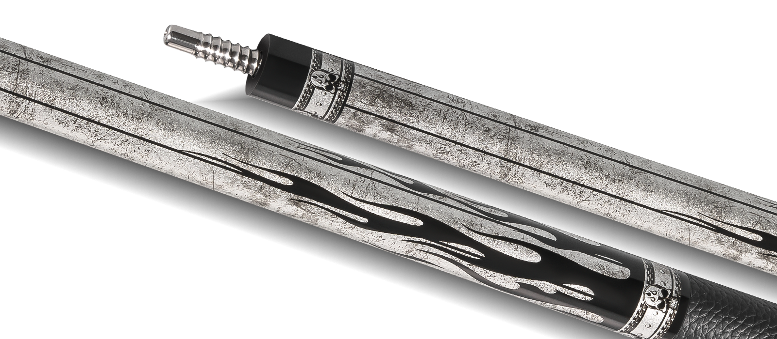 EVO FREEDOM POOL CUE - SHADOW FLAME - BLACK LEATHER WRAP - Desktop Image