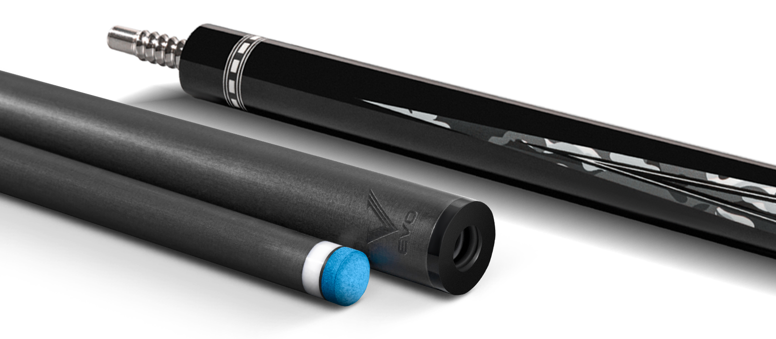 EVO RECON POOL CUE - GHOST - LEATHER WRAP - Desktop Image