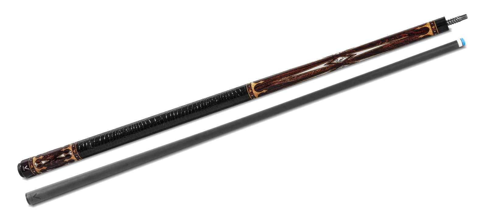 EVO CROWN POOL CUE - ANCIENT OAK - LEATHER WRAP - Desktop Image