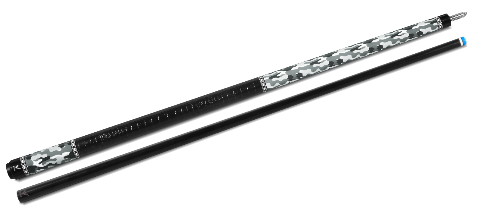 EVO CAMO POOL CUE - GHOST - LEATHER WRAP - Desktop Image