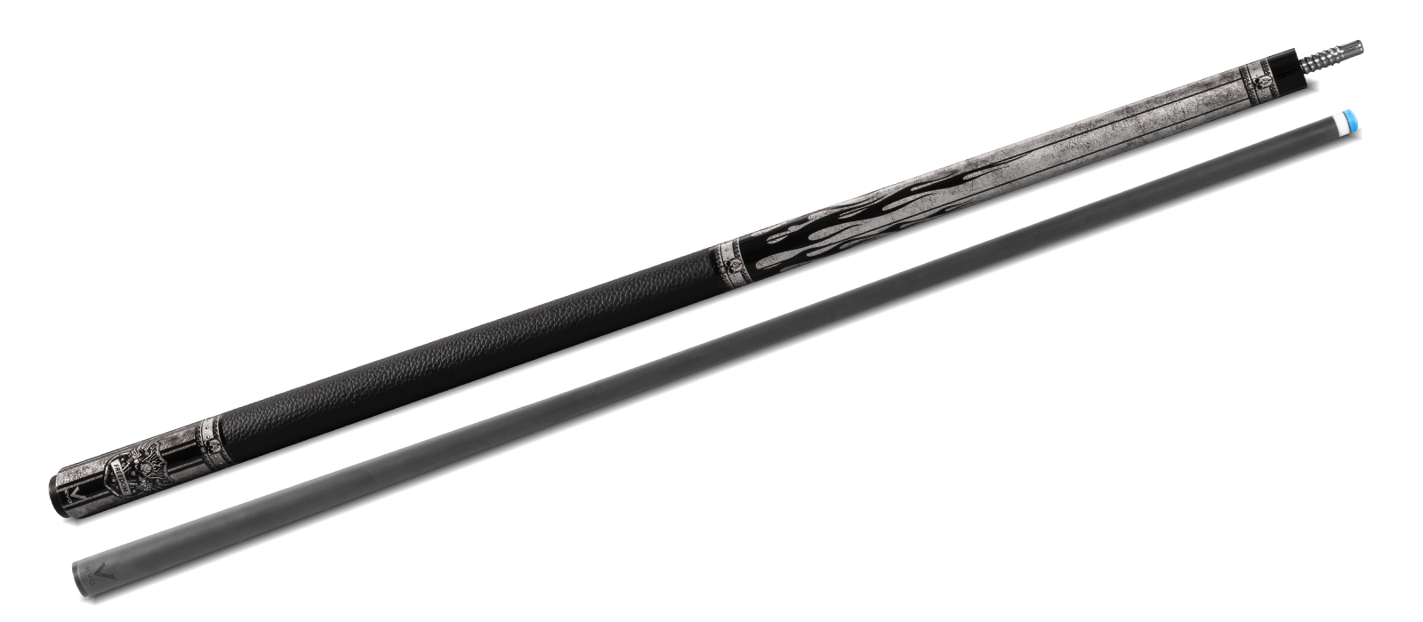 EVO FREEDOM POOL CUE - SHADOW FLAME - BLACK LEATHER WRAP - Desktop Image