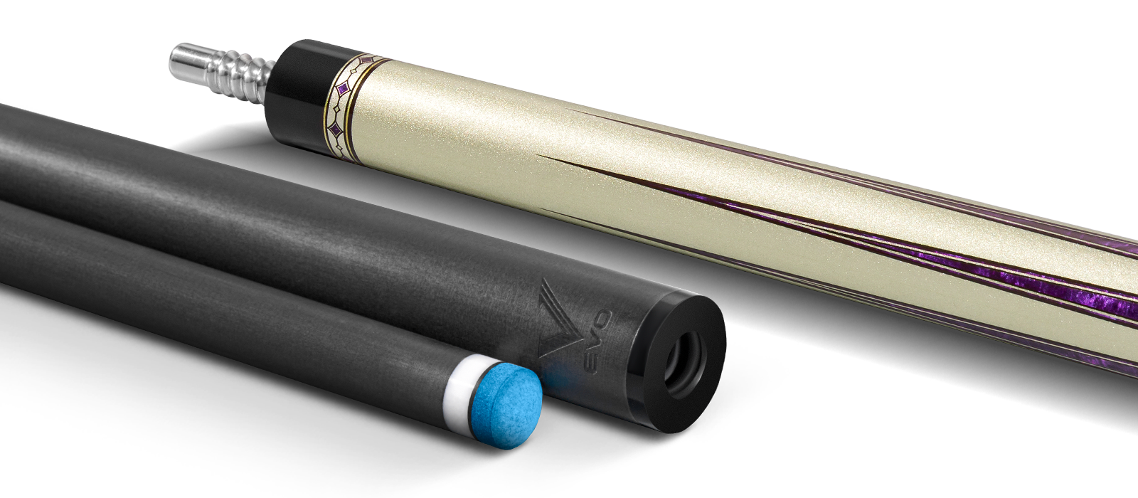 EVO BEAST POOL CUE - AMETHYST LION - LEATHER WRAP - Desktop Image