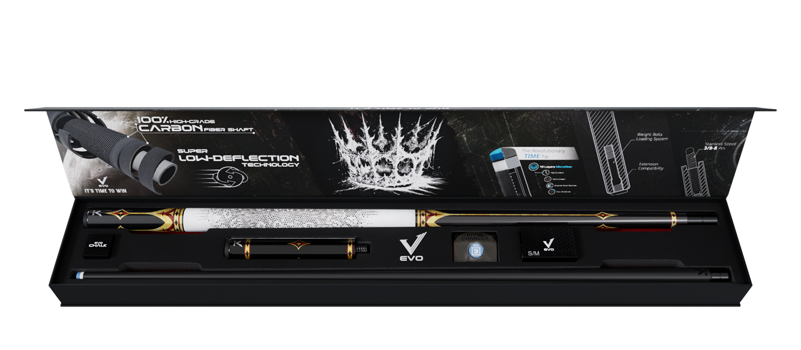 EVO CROWN MAXBING EDITION - ROYAL BLACK - WHITE LEATHER WRAP - Combo Open D5