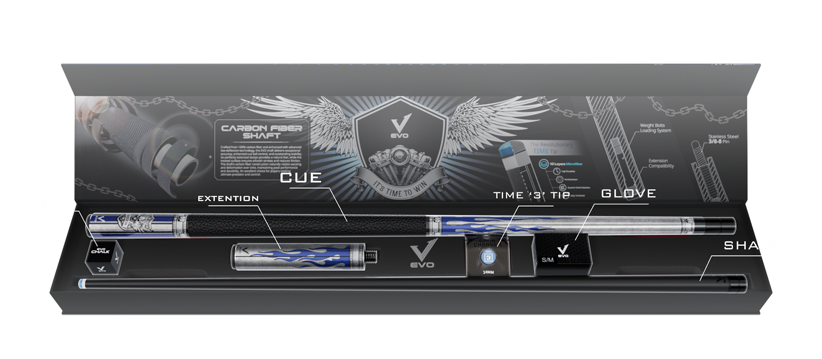 EVO FREEDOM MAXBING EDITION - AZURE FLAME - BLACK LEATHER WRAP - Combo Open D8