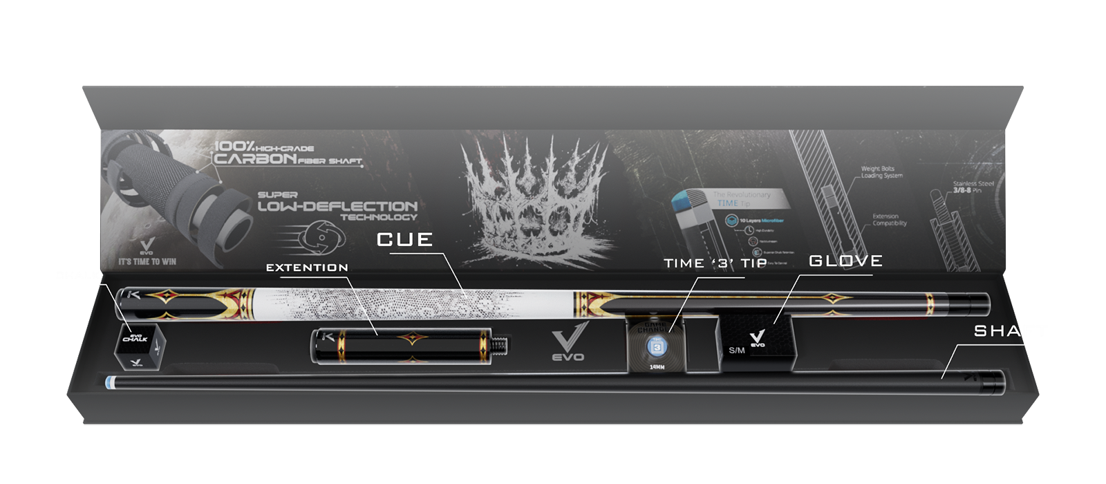 EVO CROWN MAXBING EDITION - ROYAL BLACK - WHITE LEATHER WRAP - Combo Open D8