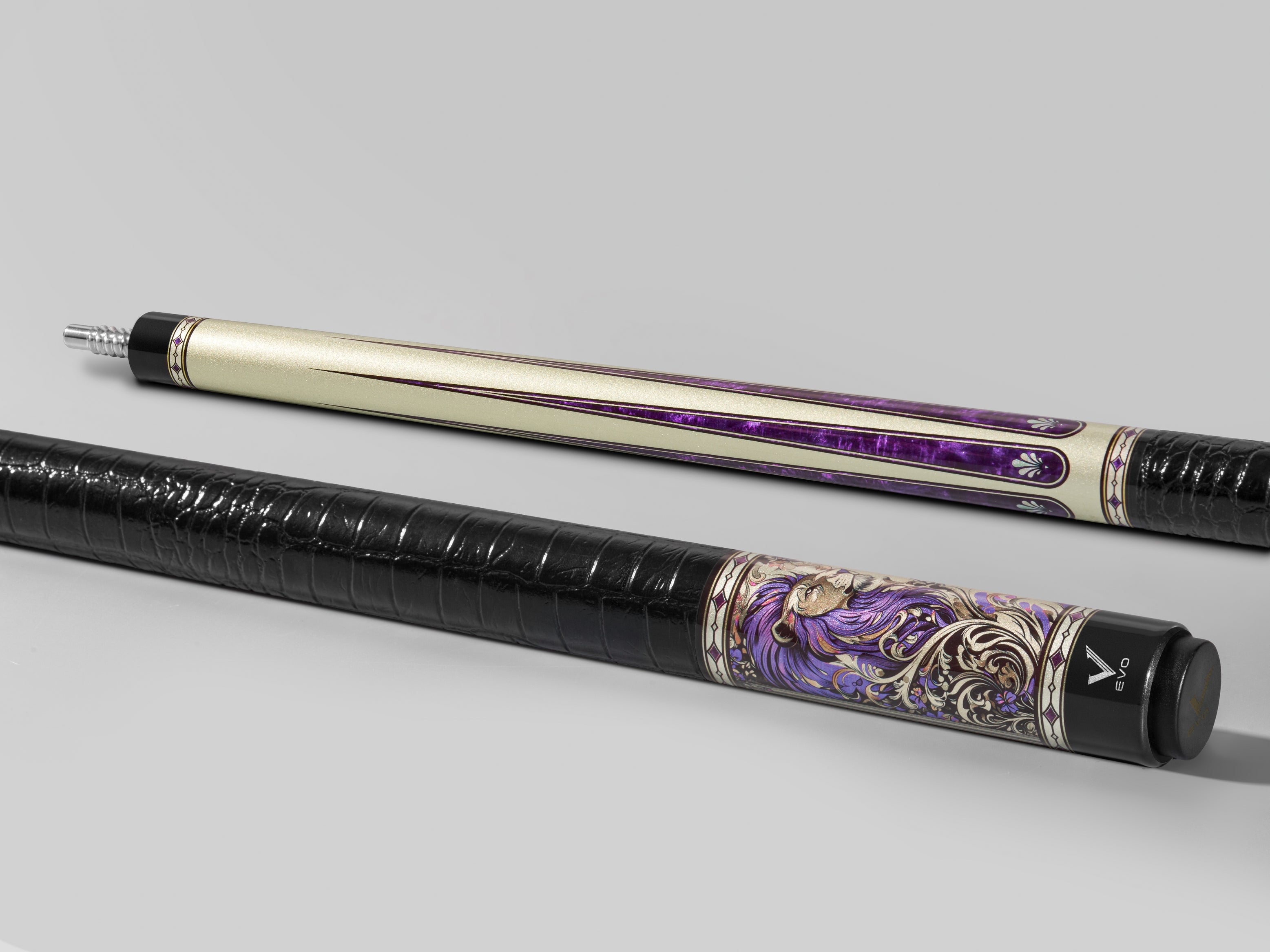 EVO BEAST POOL CUE - AMETHYST LION - SYNTHETIC LEATHER WRAP