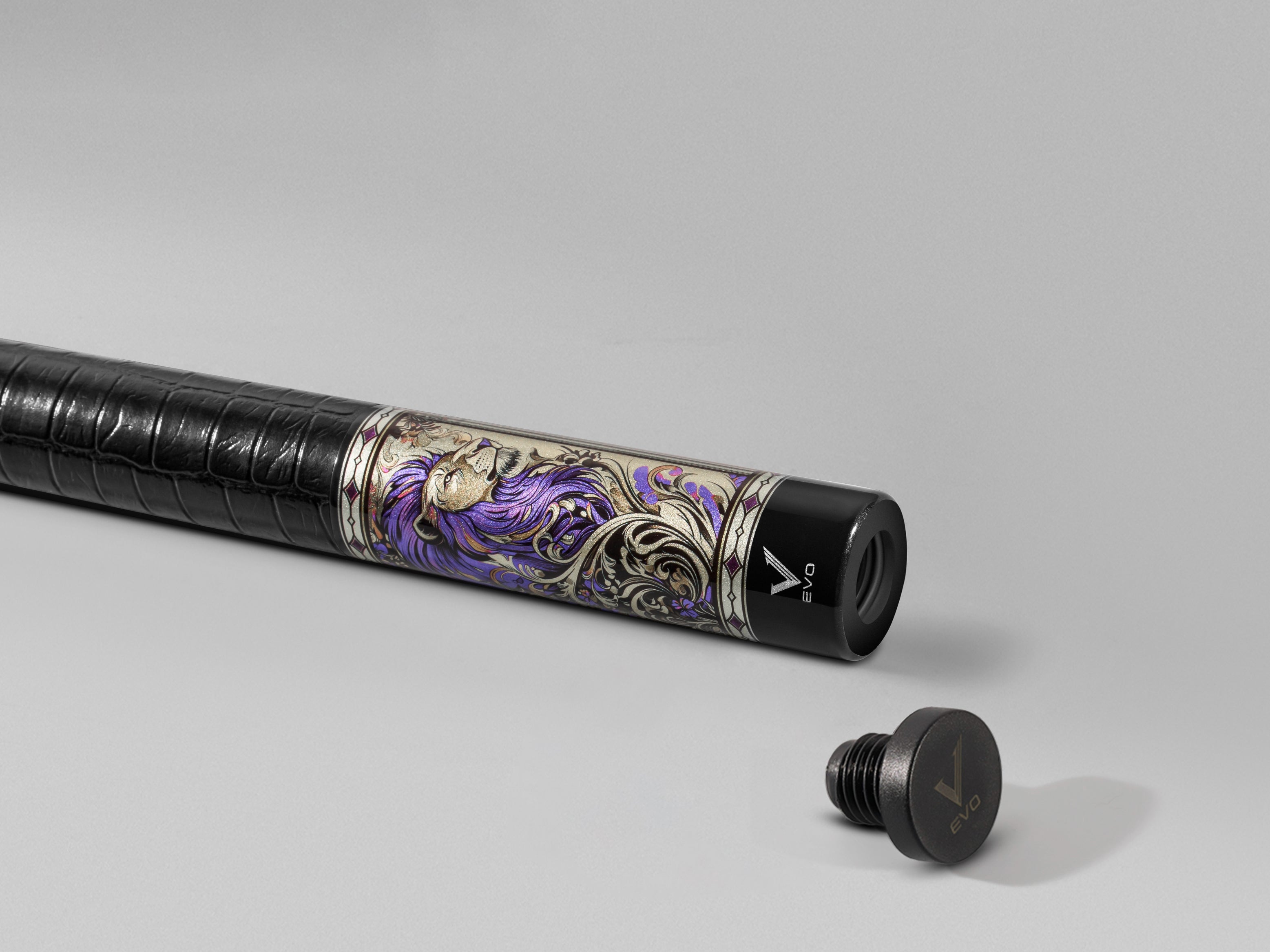 EVO BEAST POOL CUE - AMETHYST LION - SYNTHETIC LEATHER WRAP