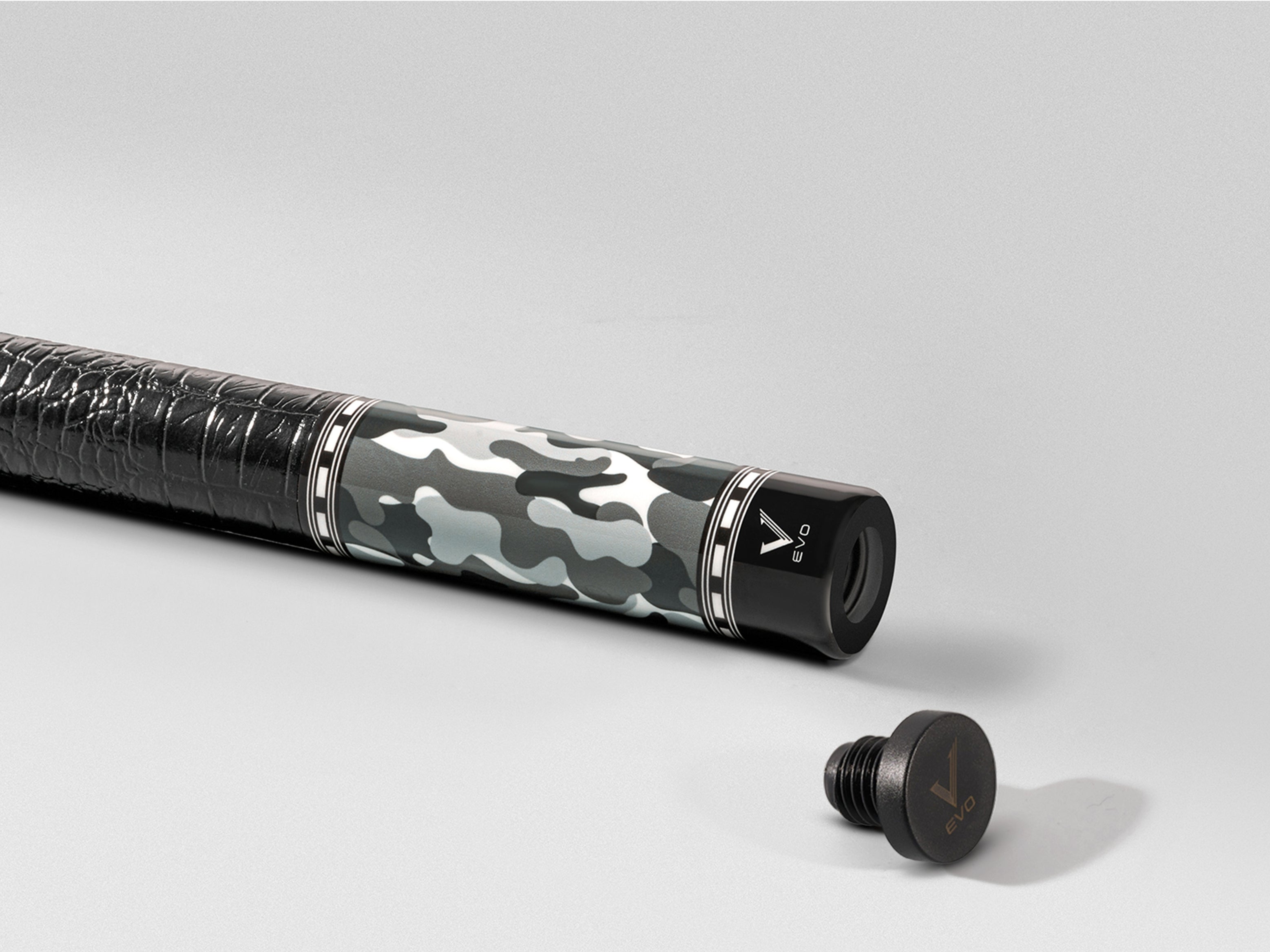 EVO CAMO POOL CUE - GHOST - SYNTHETIC LEATHER WRAP