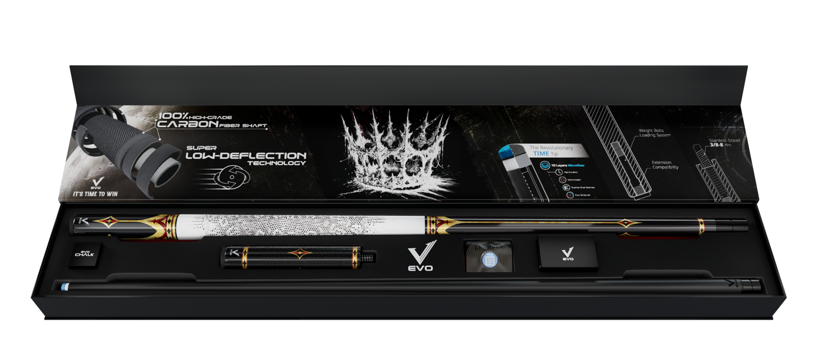 EVO CROWN MAXBING EDITION - ROYAL BLACK - WHITE LEATHER WRAP - Desktop Image