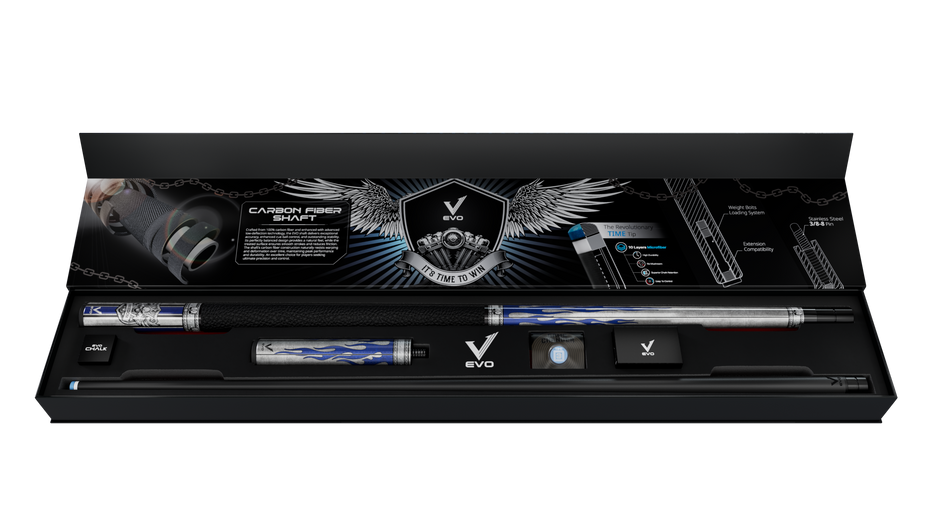 EVO FREEDOM MAXBING EDITION - AZURE FLAME - BLACK LEATHER WRAP - Desktop Image