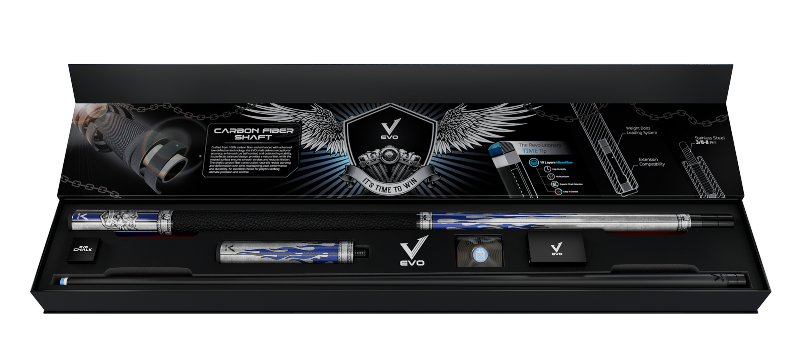 EVO FREEDOM MAXBING EDITION - AZURE FLAME - BLACK LEATHER WRAP - Desktop Image