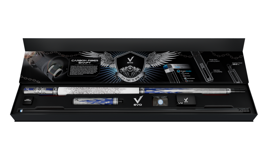 EVO FREEDOM MAXBING EDITION - AZURE FLAME - WHITE LEATHER WRAP - Desktop Image