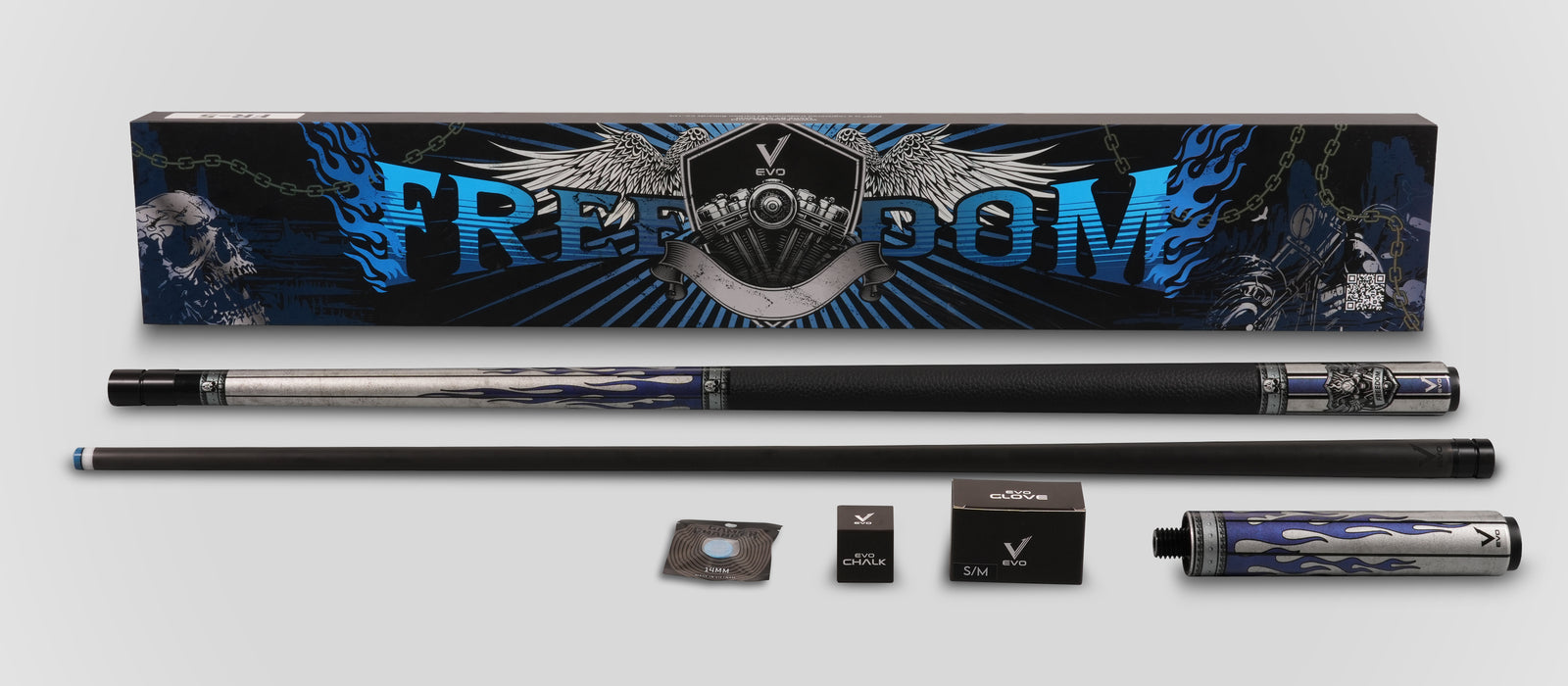 EVO FREEDOM MAXBING EDITION - AZURE FLAME - BLACK LEATHER WRAP - Desktop Image