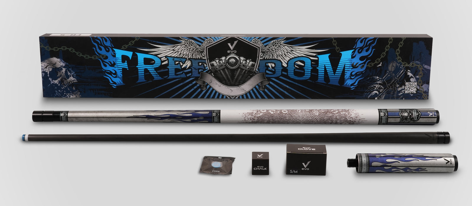 EVO FREEDOM MAXBING EDITION - AZURE FLAME - WHITE LEATHER WRAP - Desktop Image