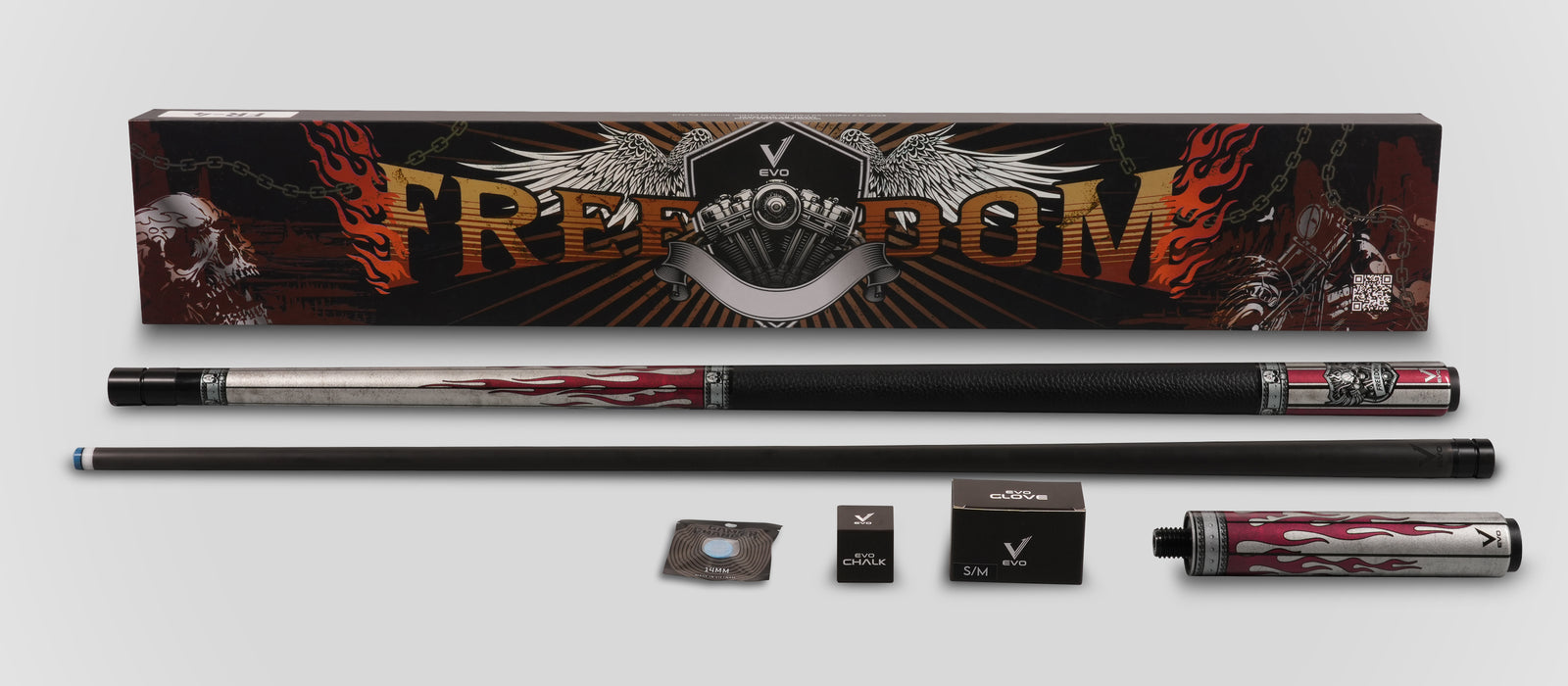 EVO FREEDOM MAXBING EDITION - CRIMSON FLAME - BLACK LEATHER WRAP - Desktop Image