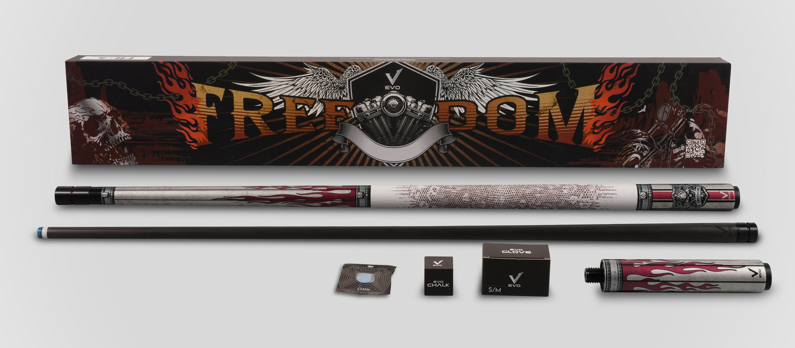 EVO FREEDOM MAXBING EDITION - CRIMSON FLAME - WHITE LEATHER WRAP - Desktop Image