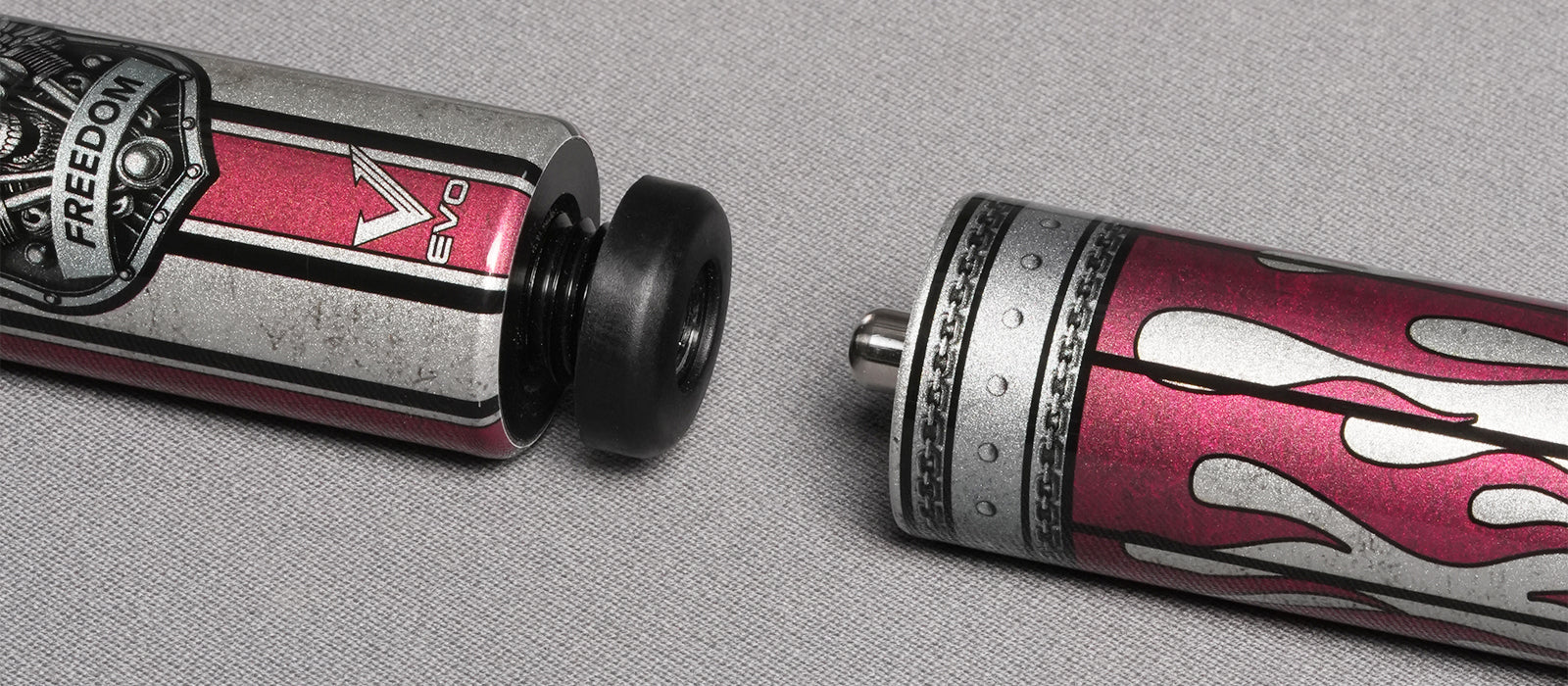 EVO FREEDOM MAXBING EDITION - CRIMSON FLAME - BLACK LEATHER WRAP - Desktop Image