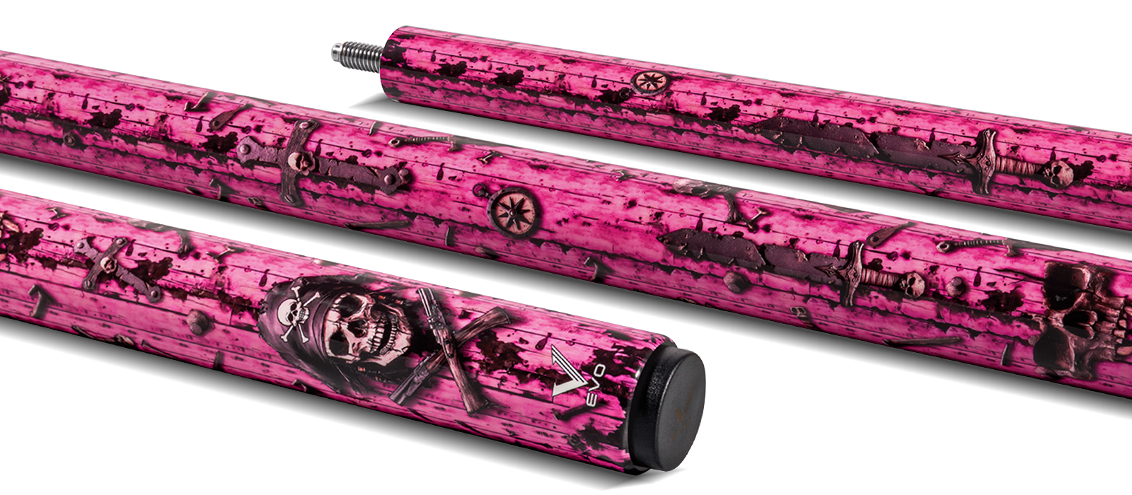 EVO PIRATES POOL CUE - ROSE RAID - Desktop Image