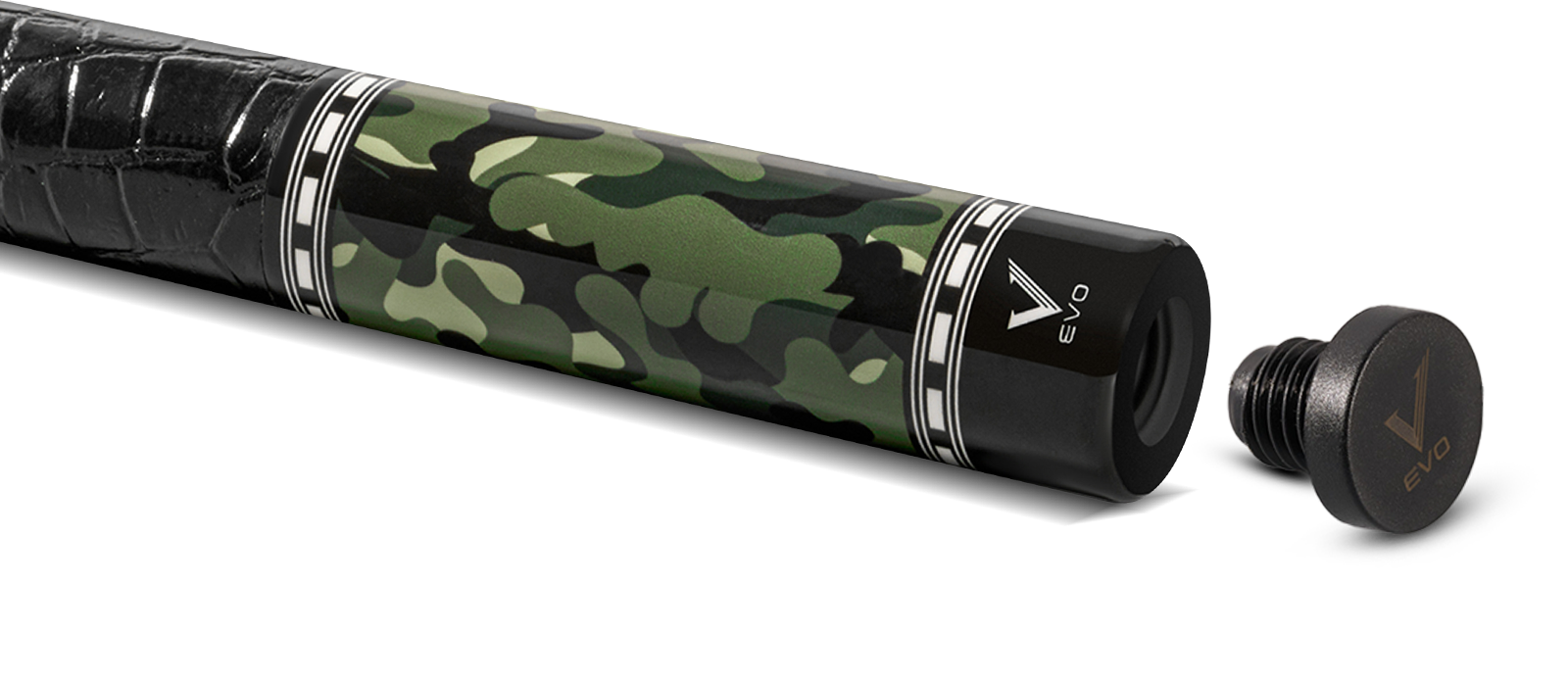 EVO CAMO POOL CUE - VIPER - LEATHER WRAP - Desktop Image