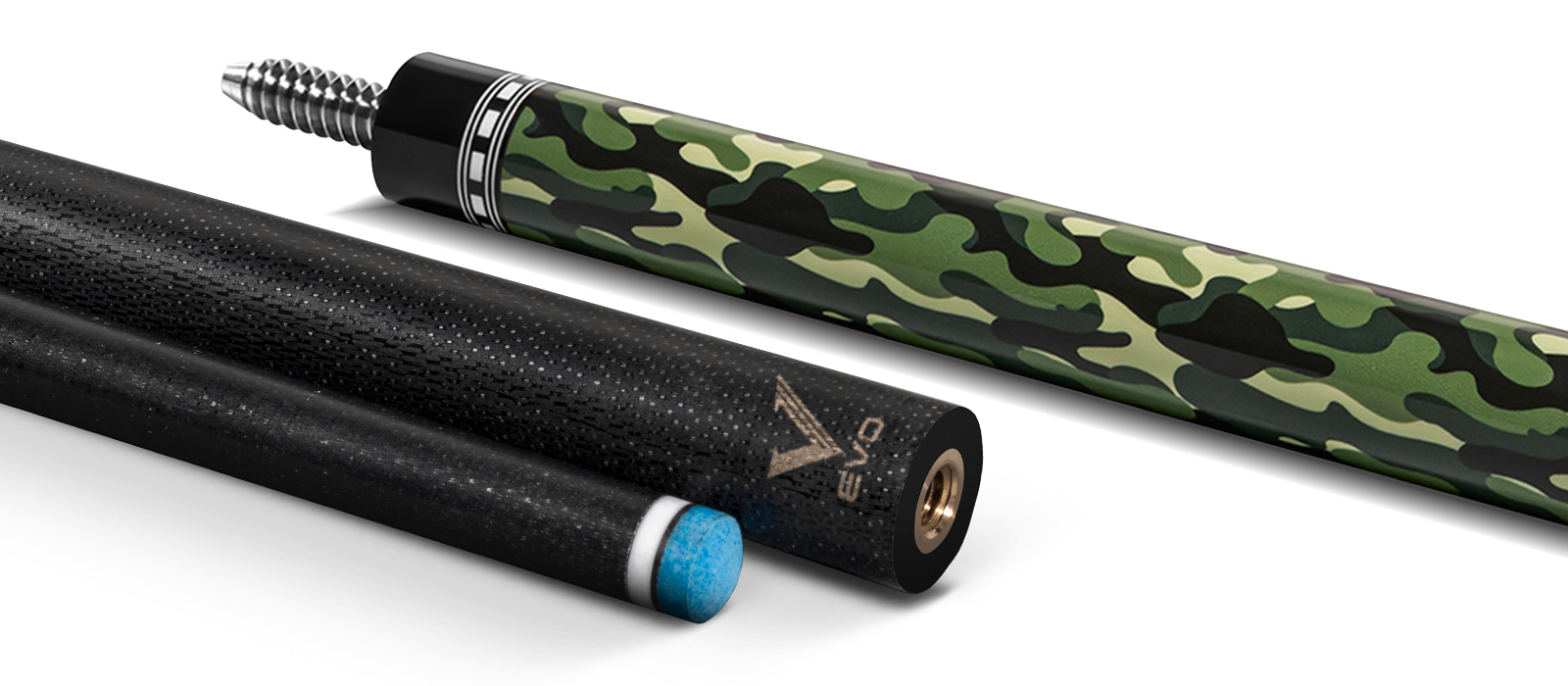 EVO CAMO POOL CUE - VIPER - LEATHER WRAP - Desktop Image