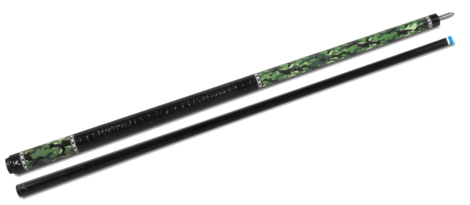 EVO CAMO POOL CUE - VIPER - LEATHER WRAP - Desktop Image