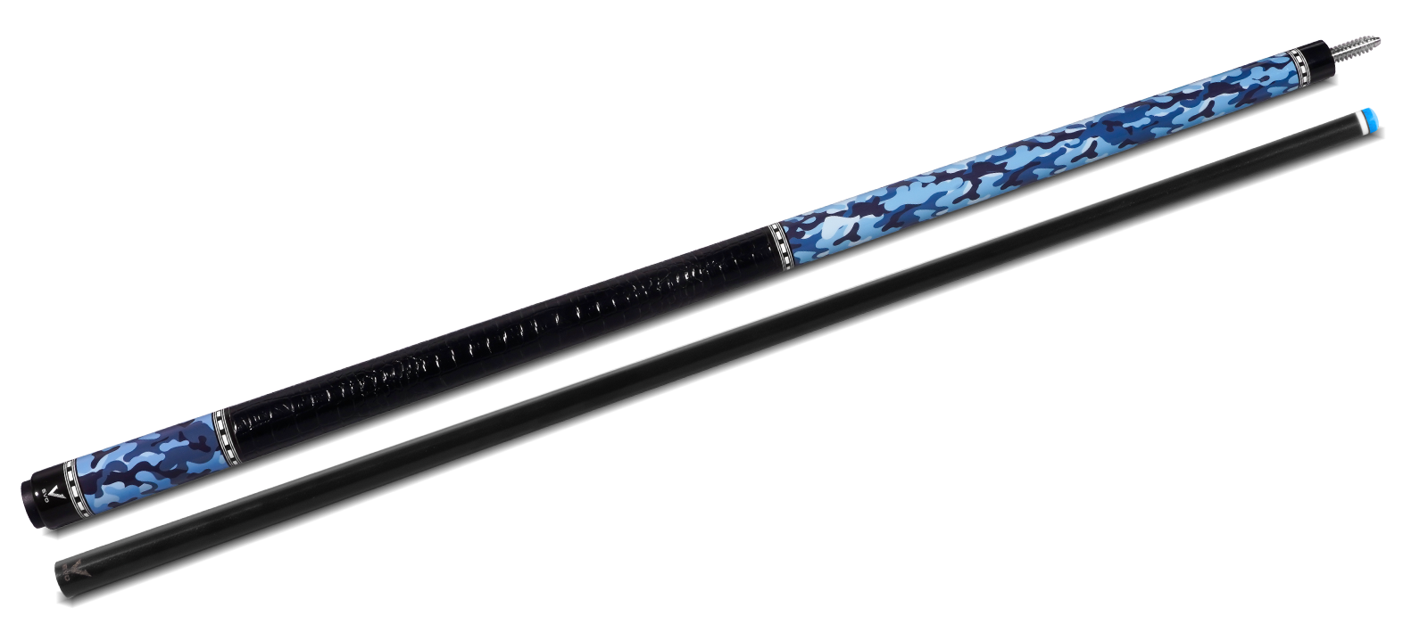 EVO CAMO POOL CUE - NAVY - LEATHER WRAP - Desktop Image